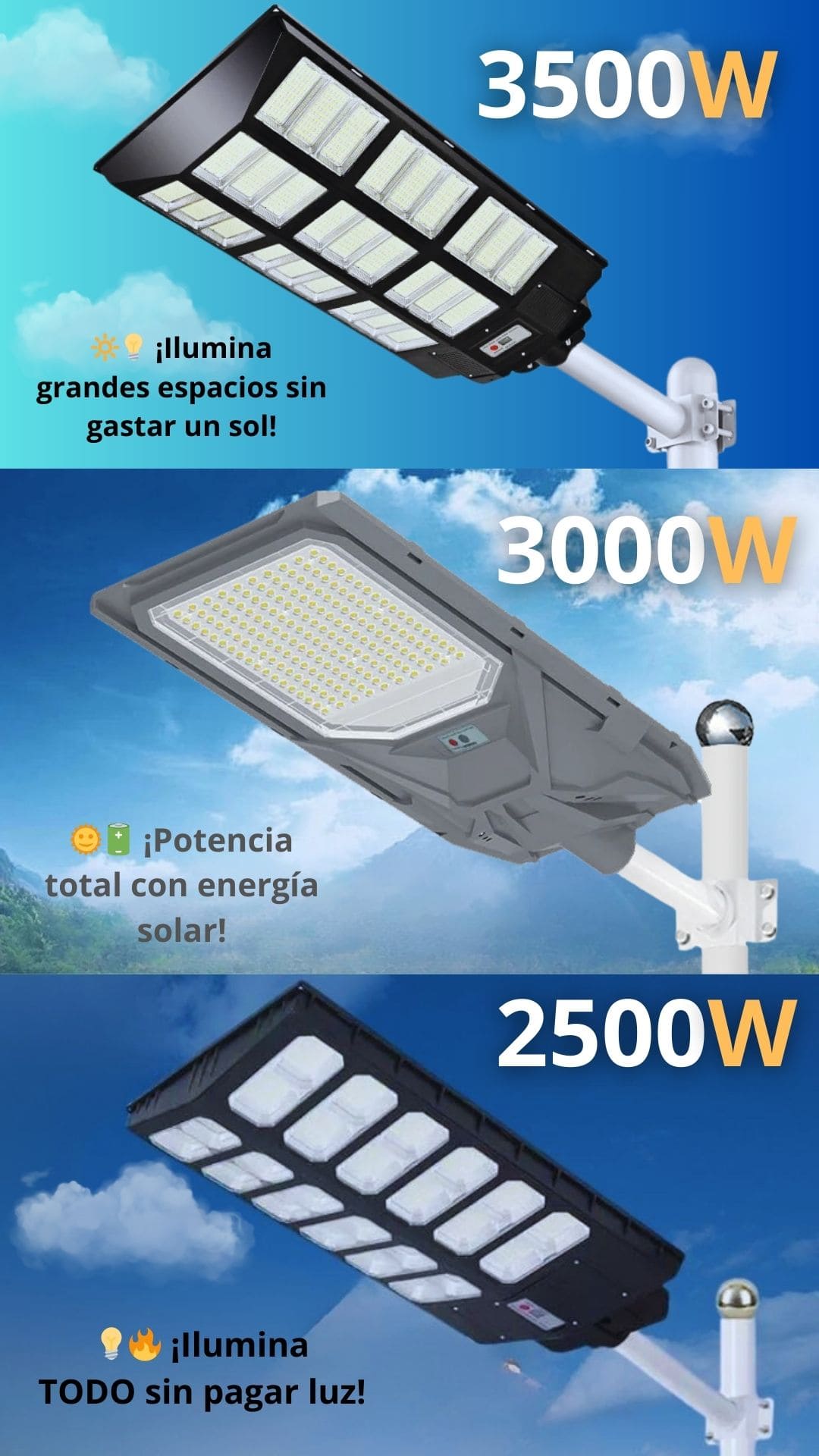 Lámpara Solar 3500w, 3000w y 2500w