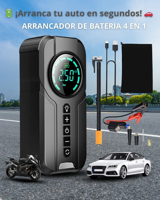 ARRANCADOR DE BATERIA + INFLADOR   PREMIUM 4 EN 1