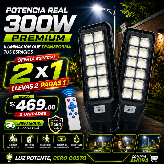 FAROLA SOLAR  PREMIUM 300W  - PONTENCIA REAL