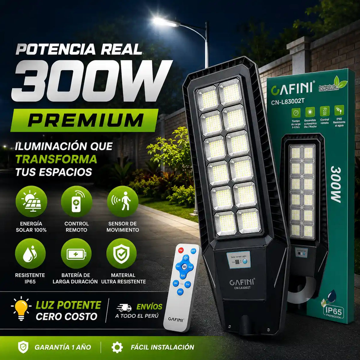 FAROLA SOLAR  PREMIUM 300W  - PONTENCIA REAL