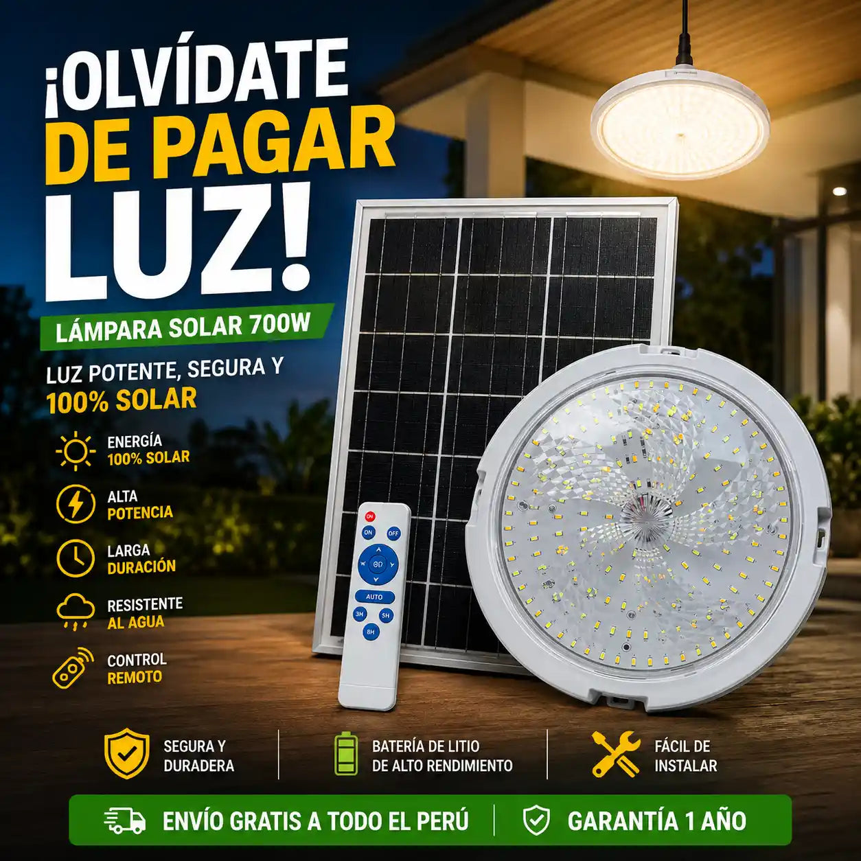 LÁMPARA SOLAR INTERIOR PREMIUM 700W
