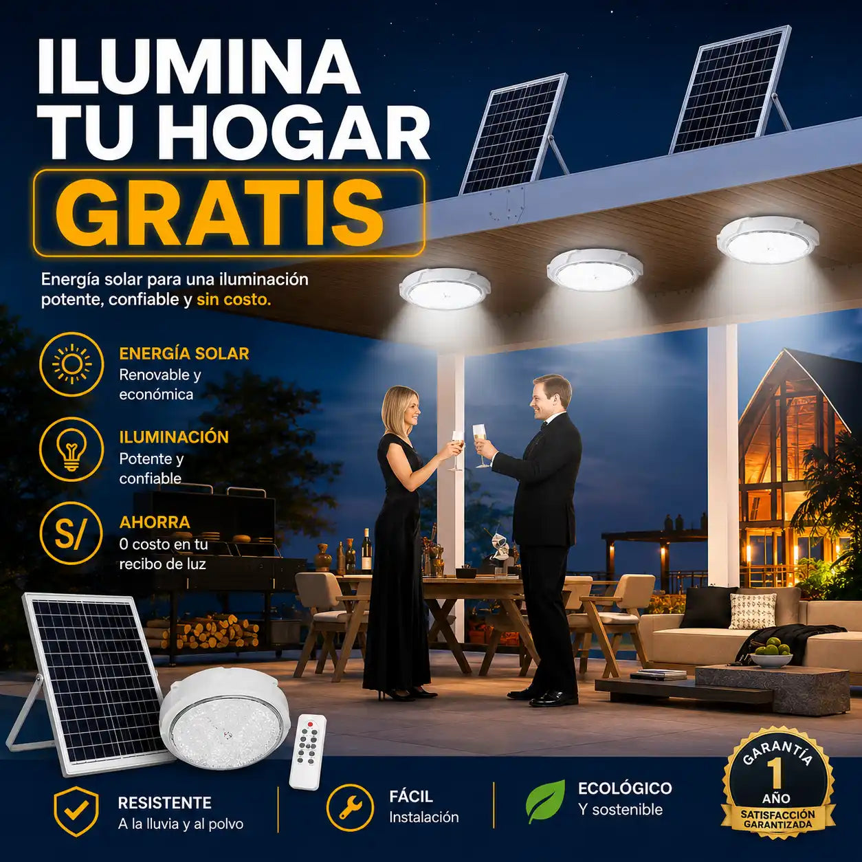 LAMPARA SOLAR PARA INTERIORES 200W