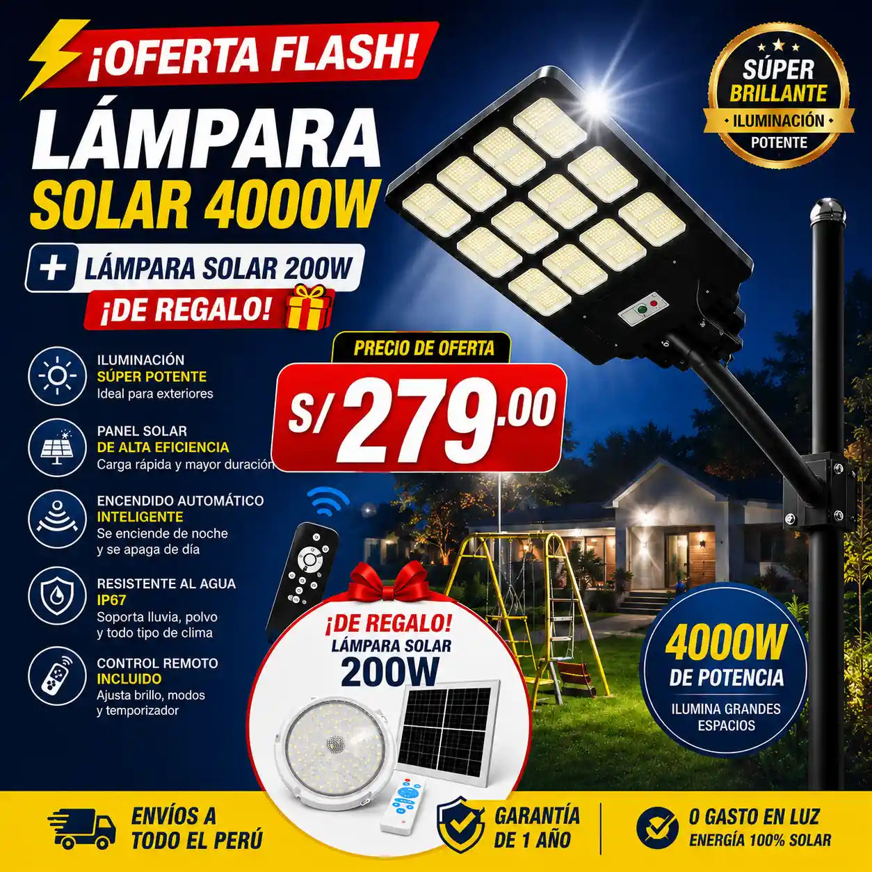 LÁMPARA SOLAR DE 4000W