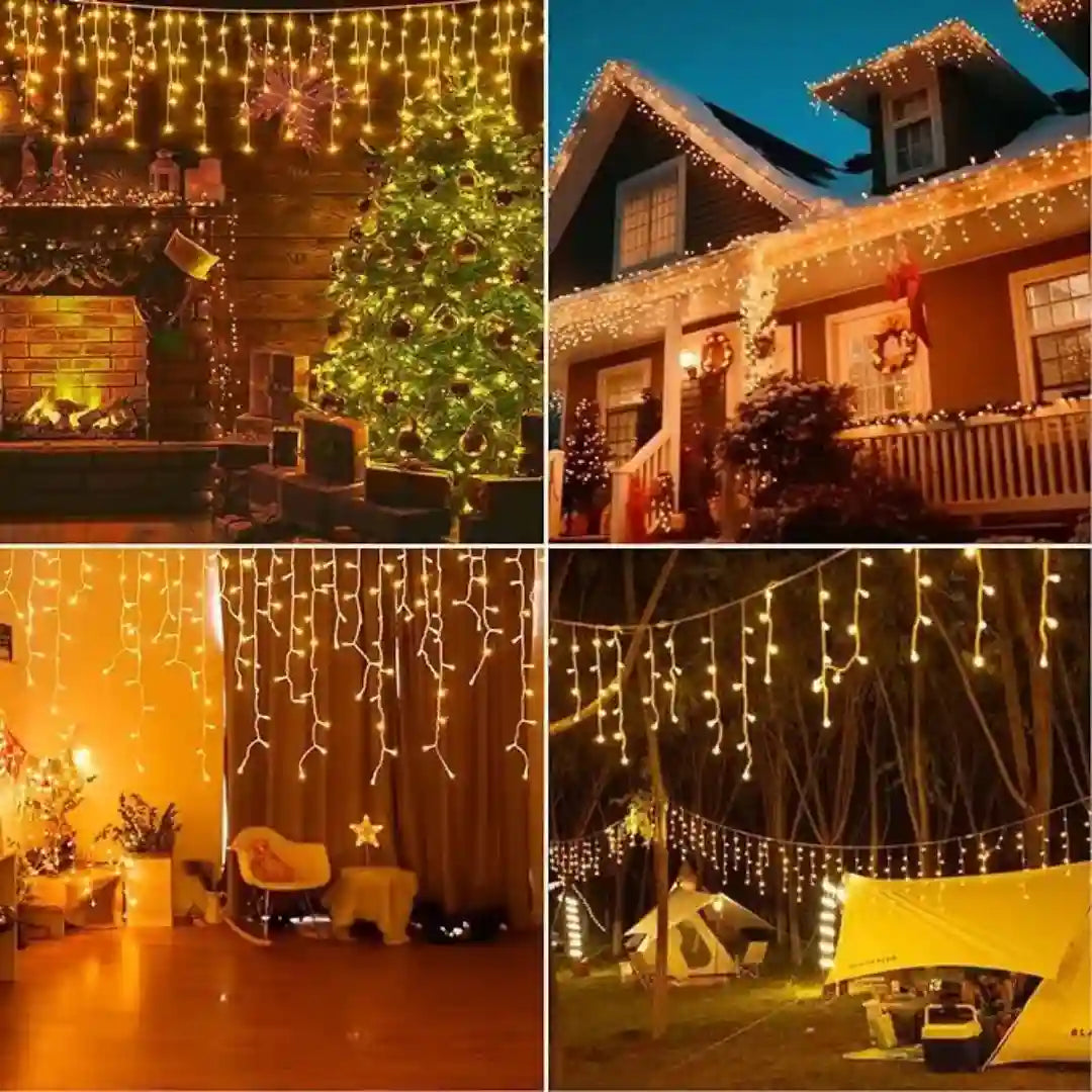 Cascada Solar Navideño 2 EN 1 PRO / Control Remoto /  14 metros